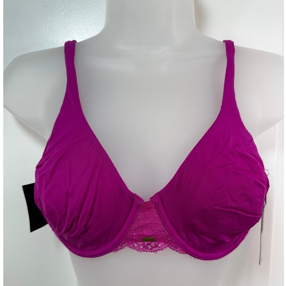 NWT BeMe New York Magenta Lace Demi Underwire Bra Womens 36C Underwear Bright